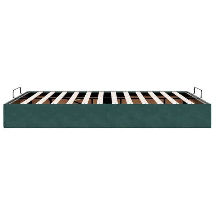 Cadre de lit ottoman sans matelas vert foncé 140x200 cm velours - Photo n°6