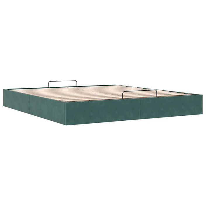 Cadre de lit ottoman sans matelas vert foncé 160x200 cm velours - Photo n°4