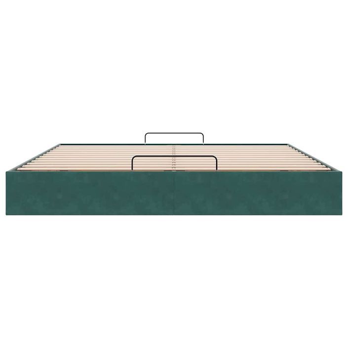 Cadre de lit ottoman sans matelas vert foncé 160x200 cm velours - Photo n°5