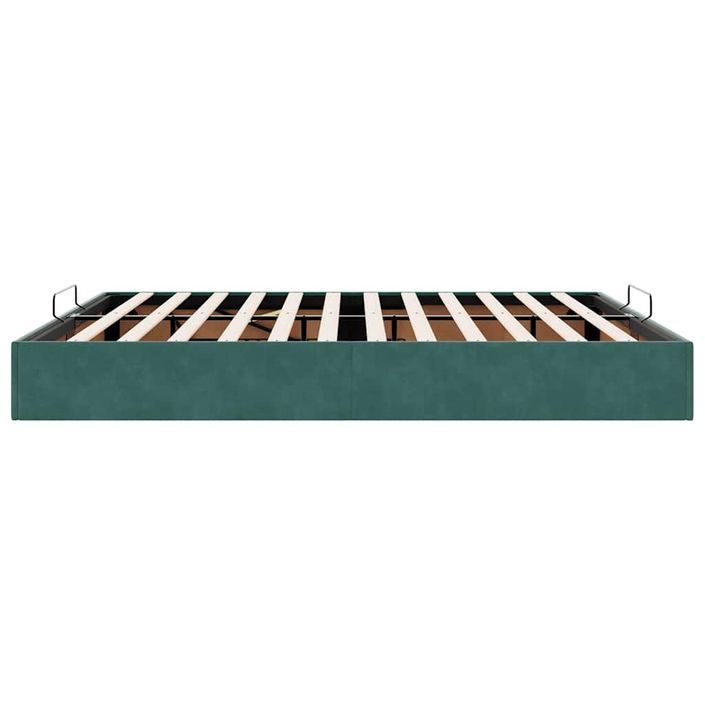 Cadre de lit ottoman sans matelas vert foncé 160x200 cm velours - Photo n°6