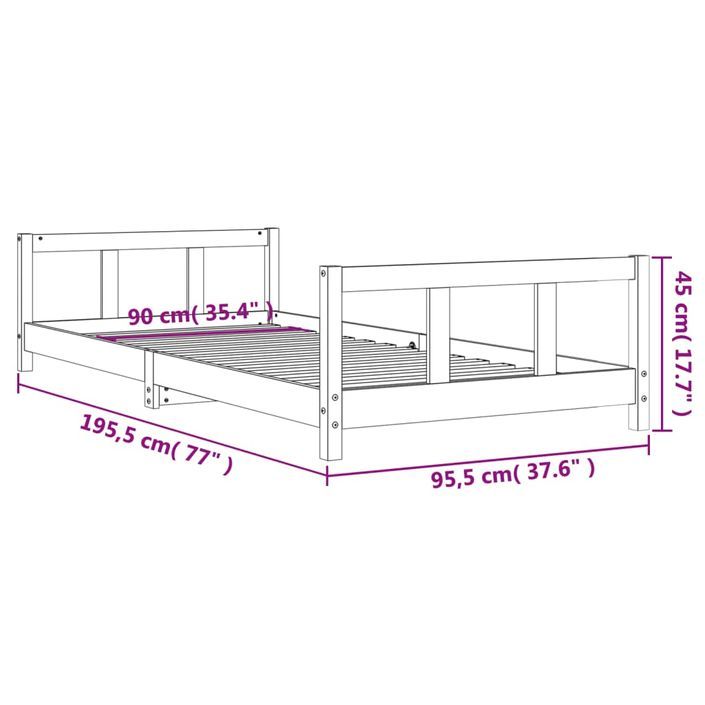 Cadre de lit pour enfant 90x190 cm Bois de pin massif - Photo n°9