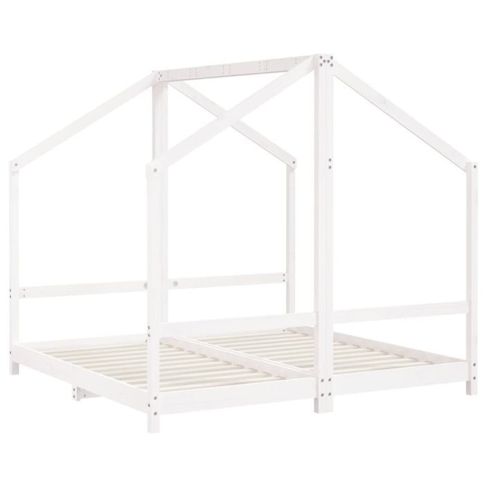 Cadre de lit pour enfant blanc 2x(80x160) cm bois de pin massif - Photo n°3