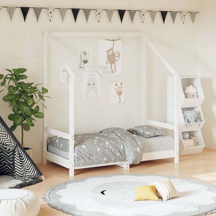 Cadre de lit pour enfant blanc 70x140 cm bois de pin massif - Photo n°2