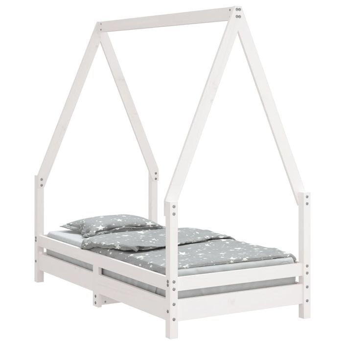 Cadre de lit pour enfant blanc 70x140 cm bois de pin massif - Photo n°1