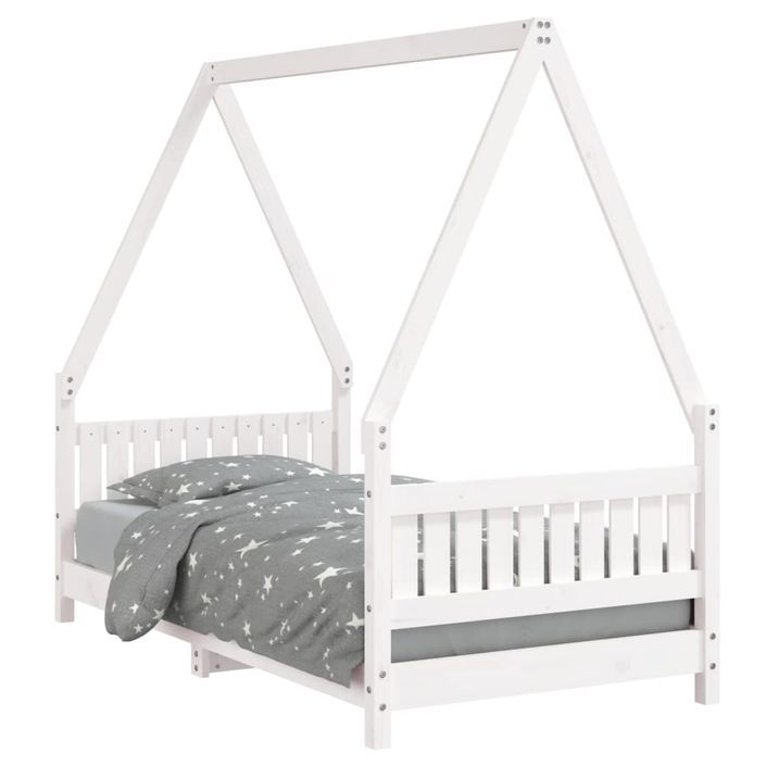 Cadre de lit pour enfant blanc 80x160 cm bois de pin massif - Photo n°1