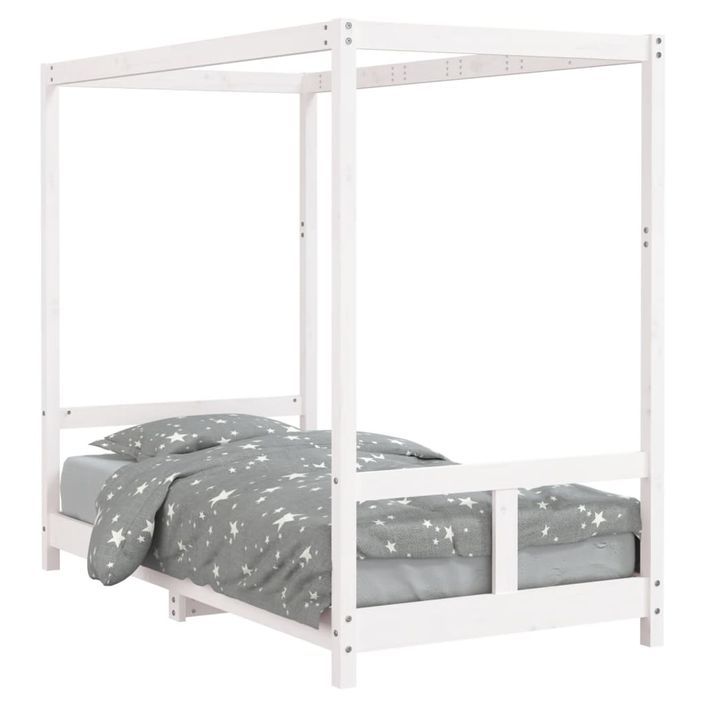 Cadre de lit pour enfant blanc 80x160 cm bois de pin massif - Photo n°1