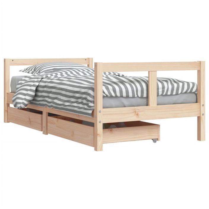 Cadre de lit pour enfant et tiroirs 80x160cm bois de pin massif - Photo n°1