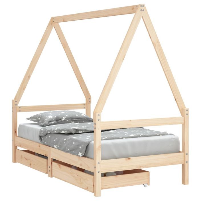 Cadre de lit pour enfant et tiroirs 80x160cm bois de pin massif - Photo n°1
