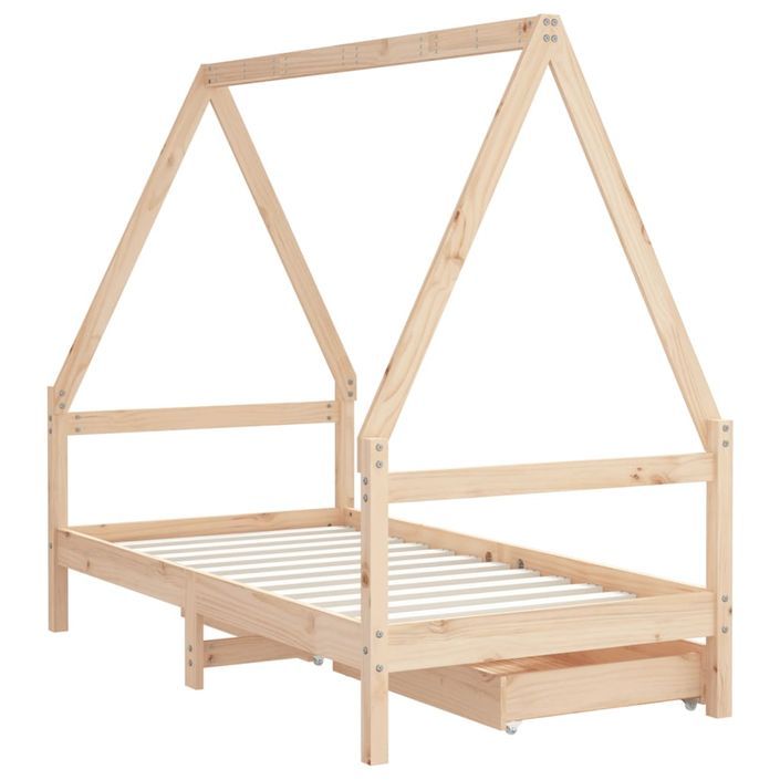 Cadre de lit pour enfant et tiroirs 80x160cm bois de pin massif - Photo n°7