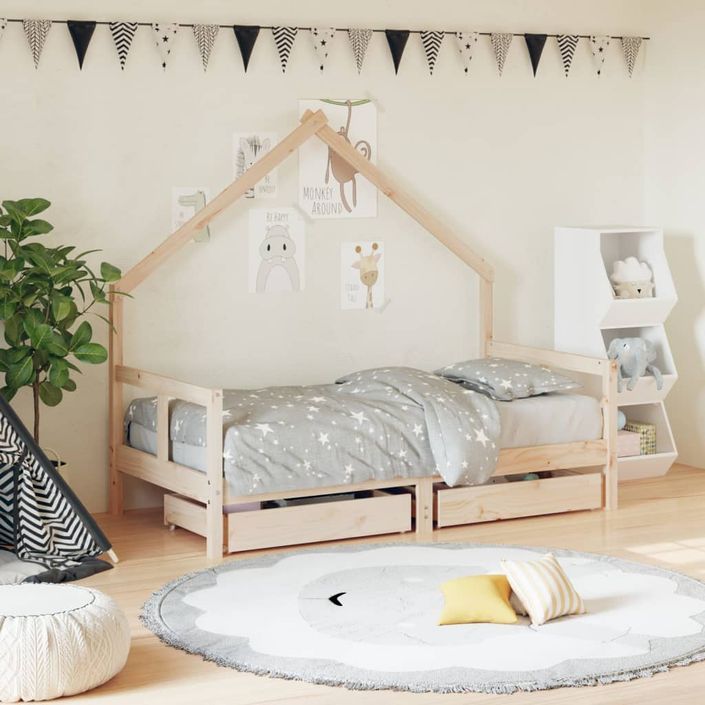 Cadre de lit pour enfant et tiroirs 80x160cm bois de pin massif - Photo n°2