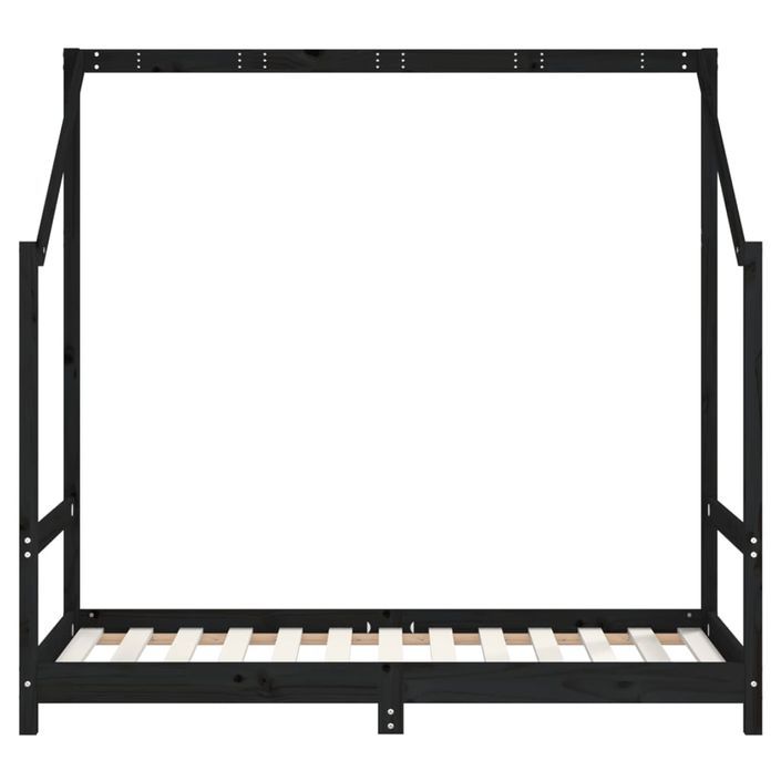 Cadre de lit pour enfant noir 2x(80x160) cm bois de pin massif - Photo n°6