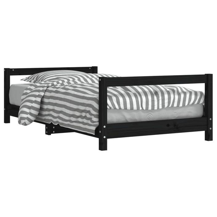 Cadre de lit pour enfant noir 80x160 cm bois de pin massif - Photo n°1