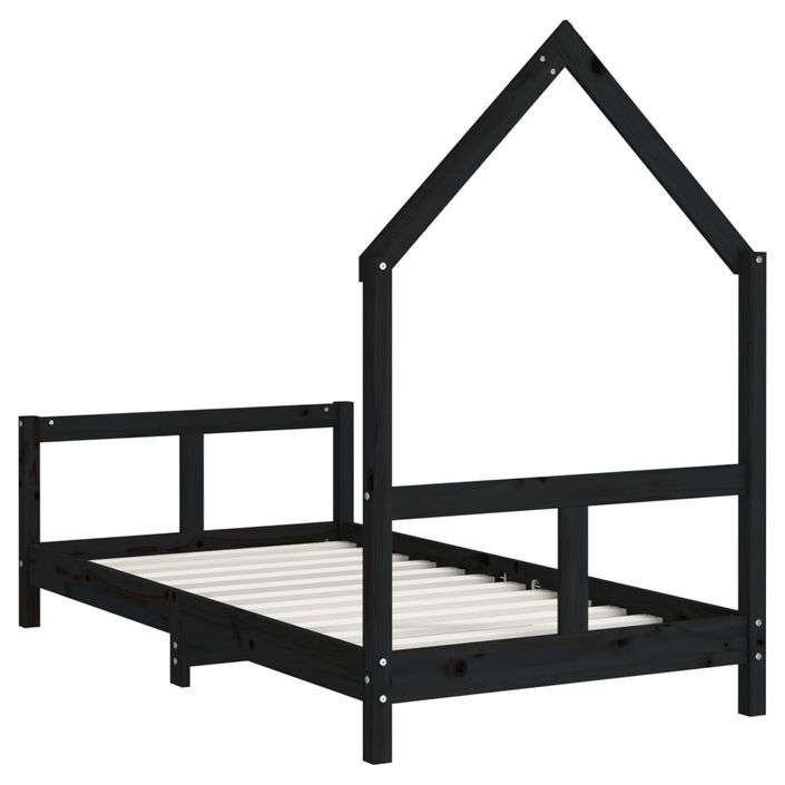 Cadre de lit pour enfant noir 80x160 cm bois de pin massif - Photo n°6