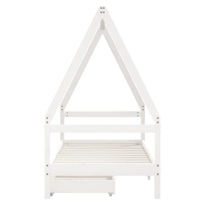 Cadre de lit pour enfant tiroirs blanc 80x160cm bois pin massif - Photo n°5