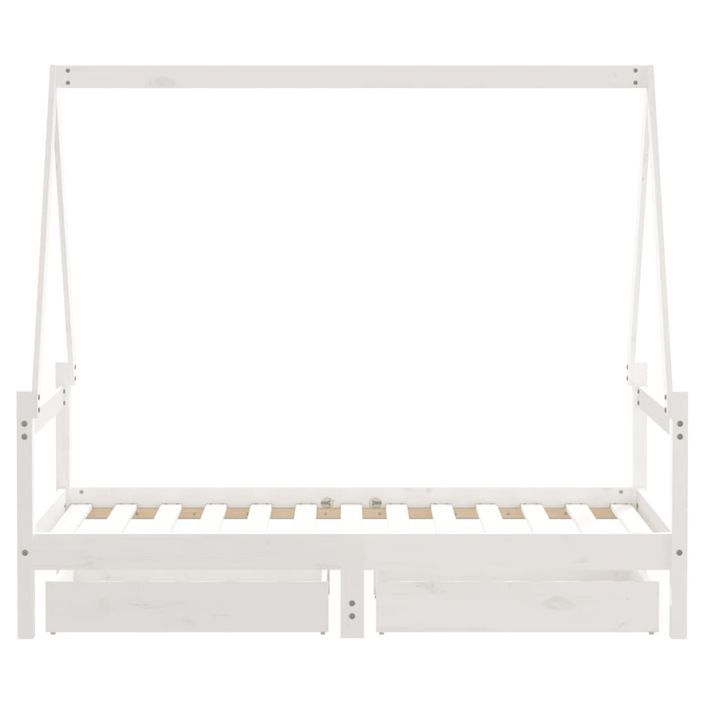 Cadre de lit pour enfant tiroirs blanc 80x160cm bois pin massif - Photo n°6