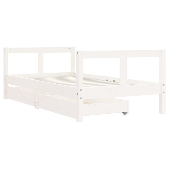 Cadre de lit pour enfant tiroirs blanc 80x160cm bois pin massif - Photo n°3