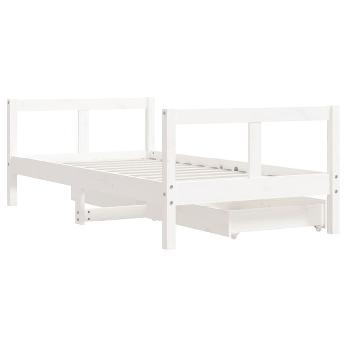 Cadre de lit pour enfant tiroirs blanc 80x160cm bois pin massif - Photo n°7