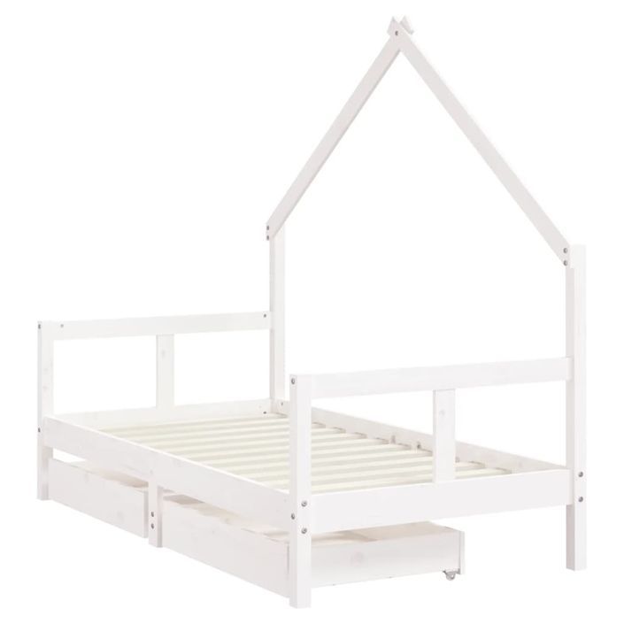 Cadre de lit pour enfant tiroirs blanc 80x160cm bois pin massif - Photo n°3