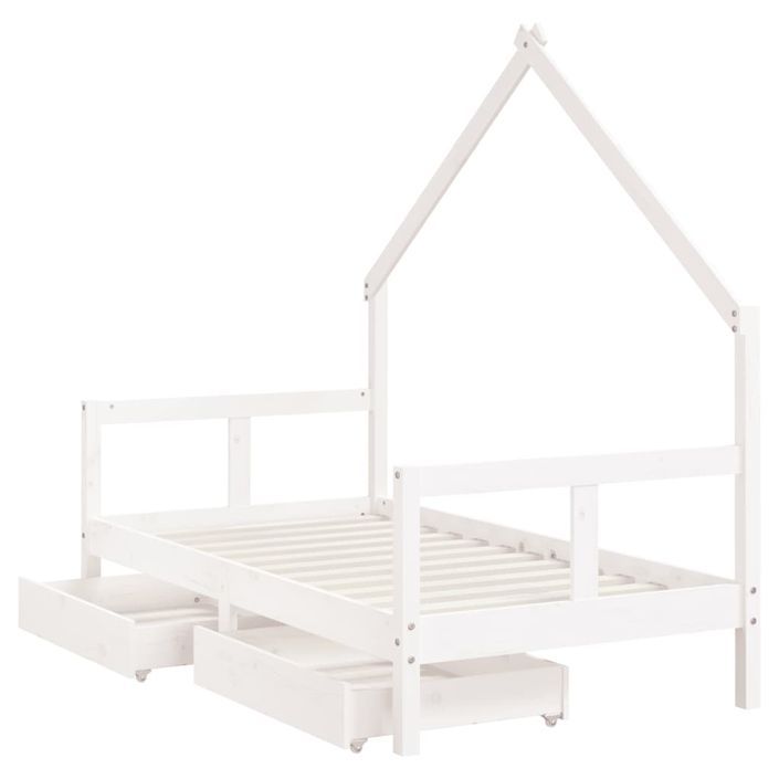 Cadre de lit pour enfant tiroirs blanc 80x160cm bois pin massif - Photo n°4