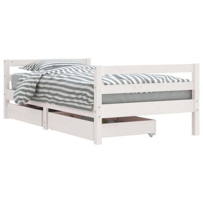 Cadre de lit pour enfant tiroirs blanc 80x160cm bois pin massif - Photo n°1