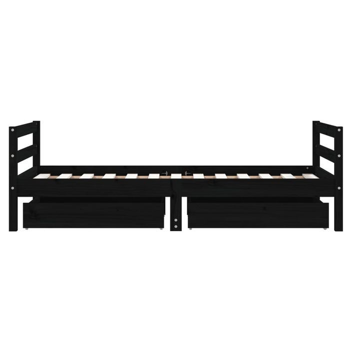 Cadre de lit pour enfant tiroirs noir 80x160 cm bois pin massif - Photo n°6