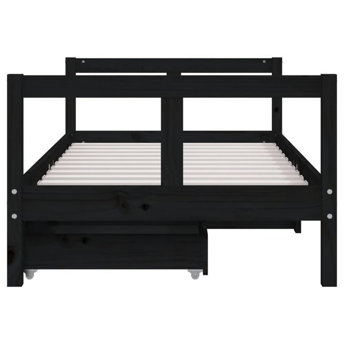 Cadre de lit pour enfant tiroirs noir 80x160 cm bois pin massif - Photo n°5