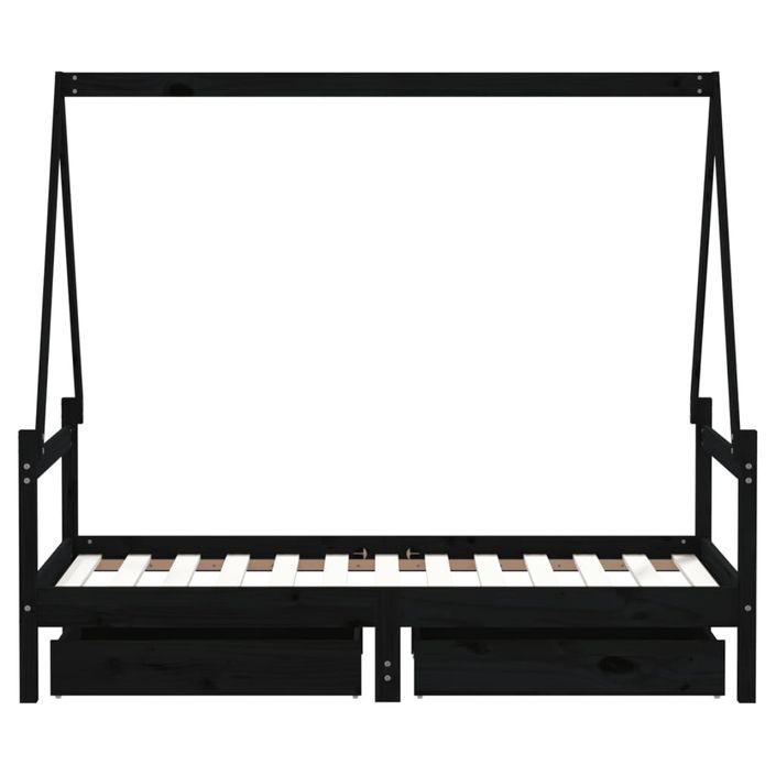 Cadre de lit pour enfant tiroirs noir 80x160 cm bois pin massif - Photo n°6