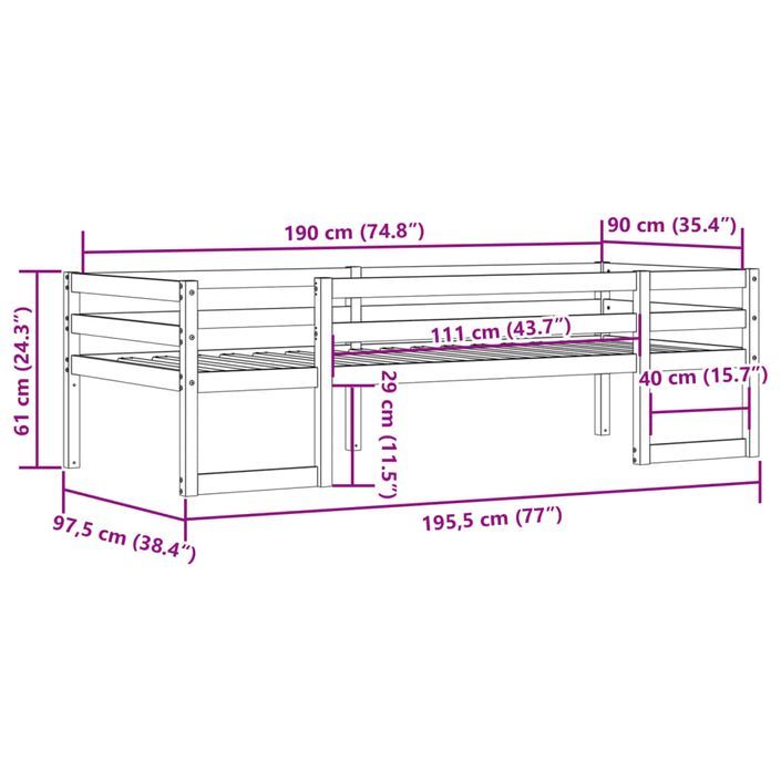 Cadre de lit pour enfants 90x190 cm bois de pin massif - Photo n°11