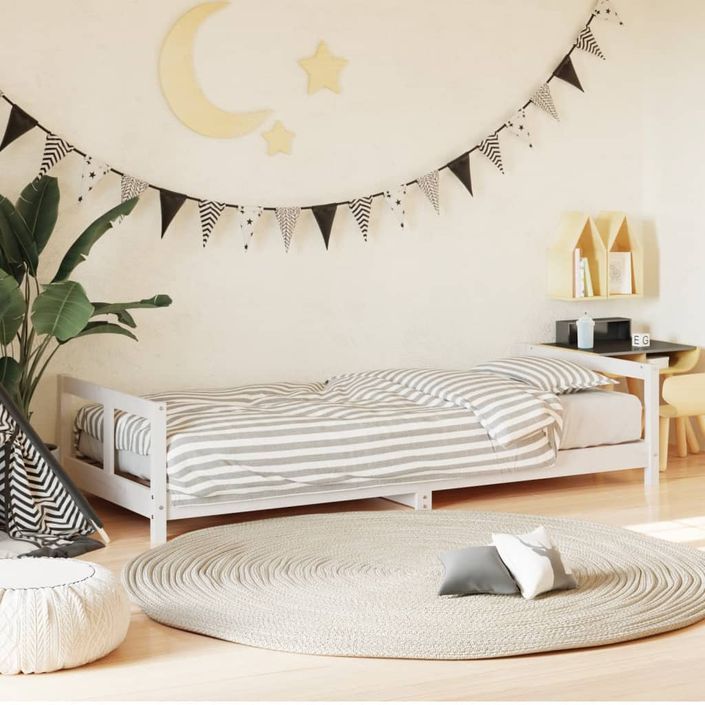 Cadre de lit pour enfants blanc 80x200 cm bois de pin massif - Photo n°2