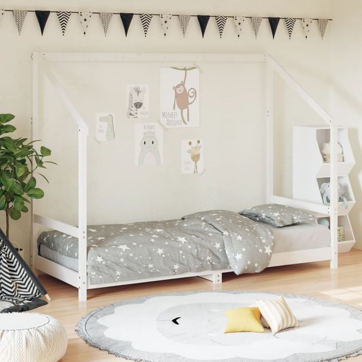 Cadre de lit pour enfants blanc 80x200 cm bois de pin massif - Photo n°2