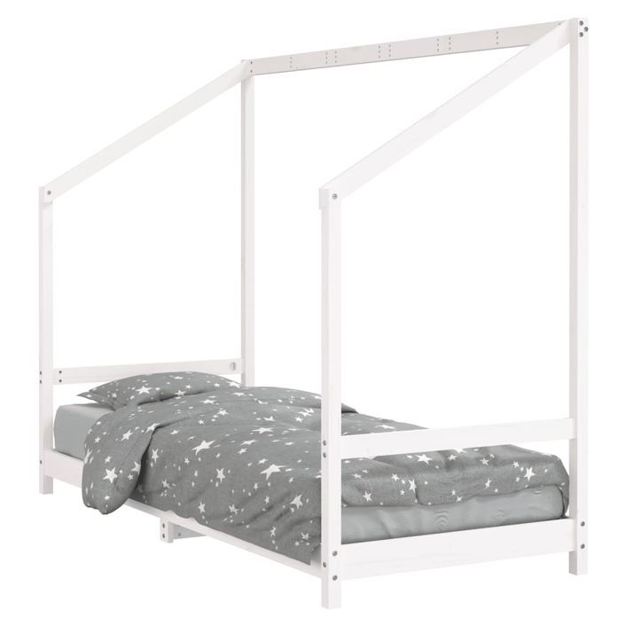 Cadre de lit pour enfants blanc 80x200 cm bois de pin massif - Photo n°1