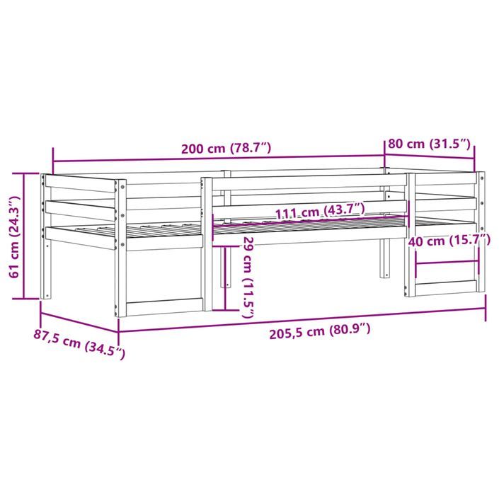 Cadre de lit pour enfants blanc 80x200 cm bois de pin massif - Photo n°11