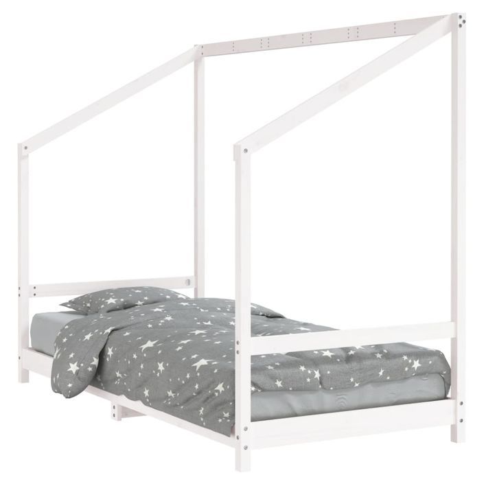 Cadre de lit pour enfants blanc 90x190 cm bois de pin massif - Photo n°1