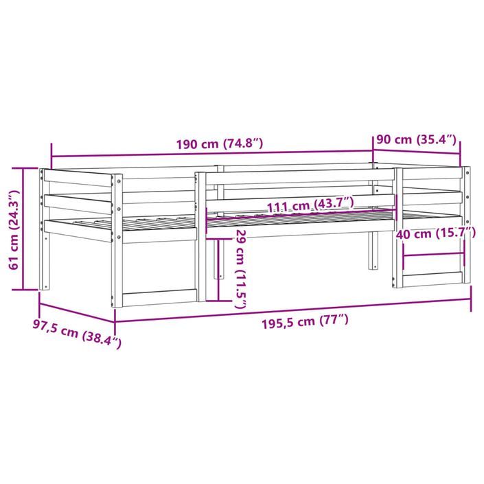 Cadre de lit pour enfants blanc 90x190 cm bois de pin massif - Photo n°11