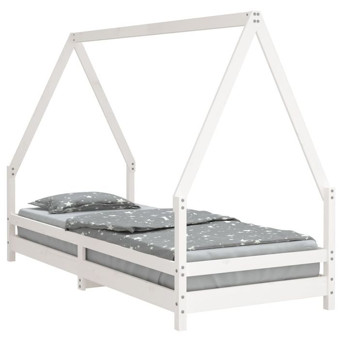 Cadre de lit pour enfants blanc 90x200 cm bois de pin massif - Photo n°1
