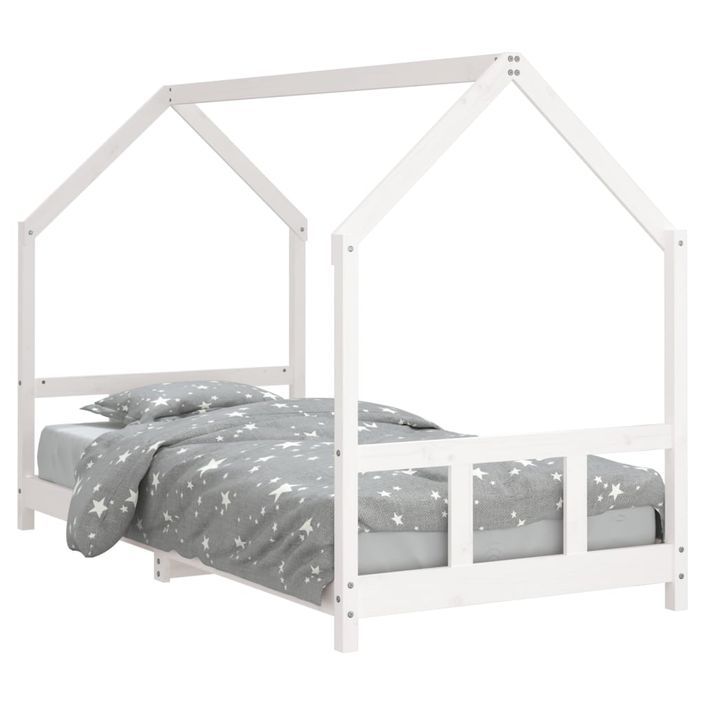 Cadre de lit pour enfants blanc 90x200 cm bois de pin massif - Photo n°1