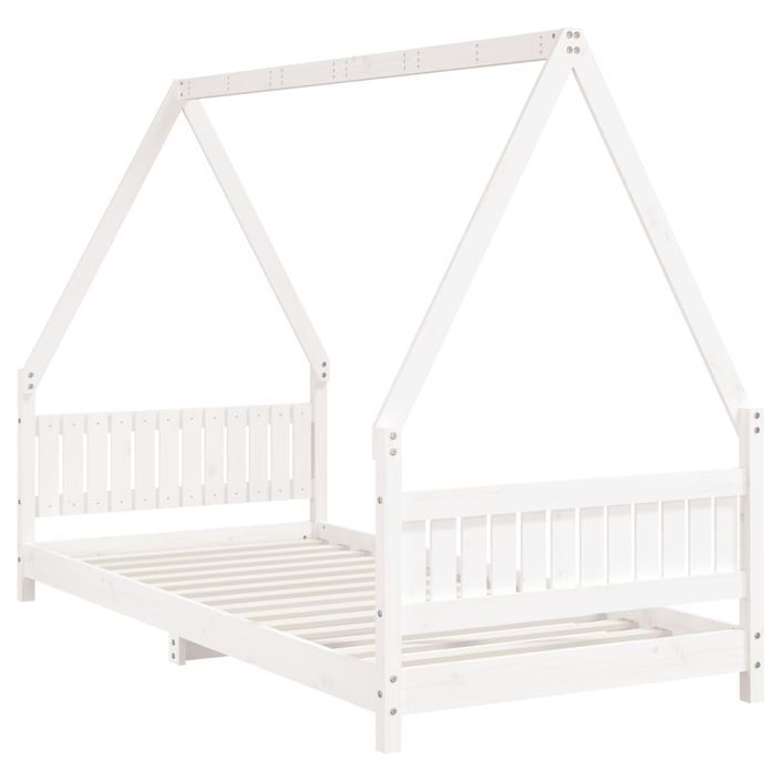 Cadre de lit pour enfants blanc 90x200 cm bois de pin massif - Photo n°6