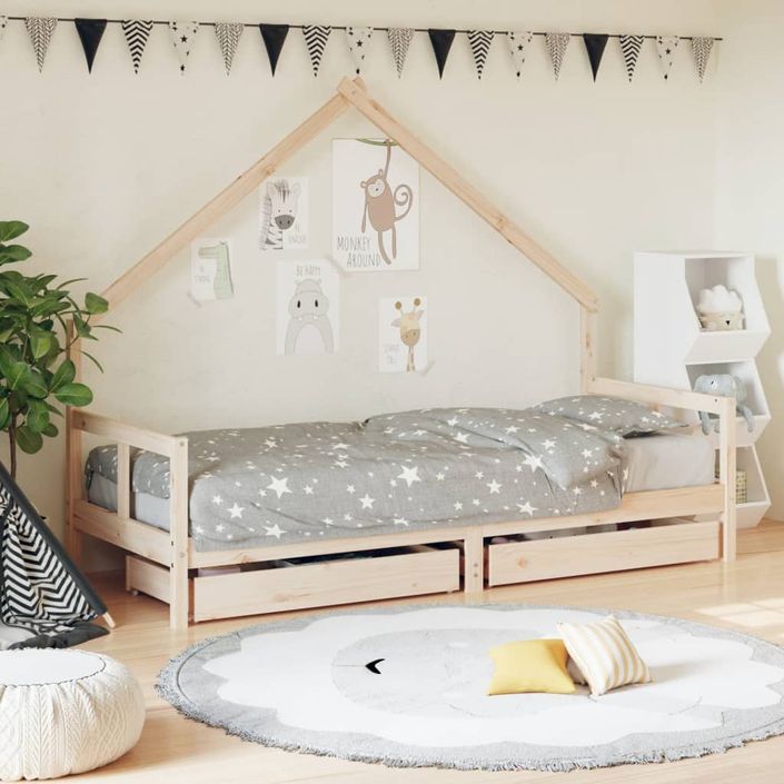Cadre de lit pour enfants gris 80x200 cm bois de pin massif - Photo n°2