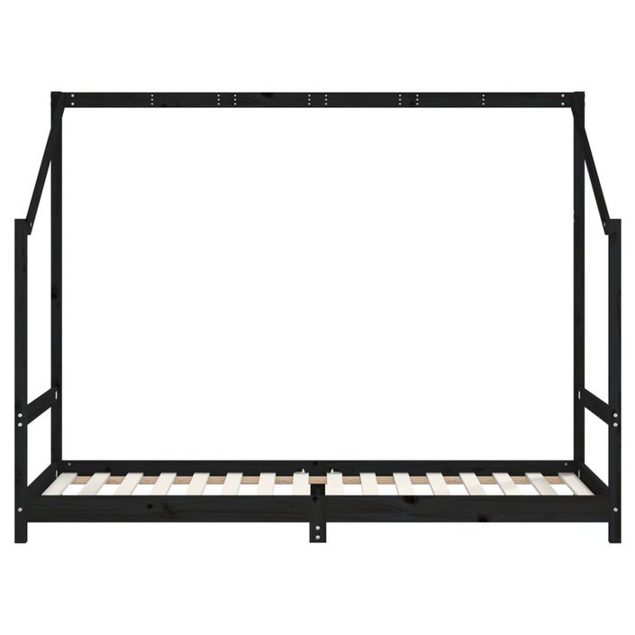 Cadre de lit pour enfants noir 2x(80x200) cm bois de pin massif - Photo n°6