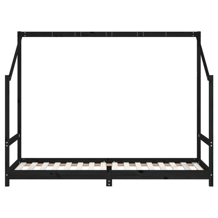 Cadre de lit pour enfants noir 2x(90x200) cm bois de pin massif - Photo n°6