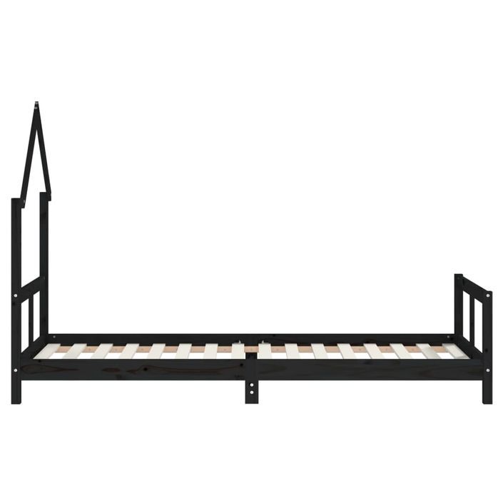 Cadre de lit pour enfants noir 80x200 cm bois de pin massif - Photo n°5