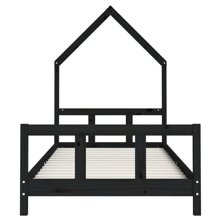 Cadre de lit pour enfants noir 90x190 cm bois de pin massif - Photo n°4
