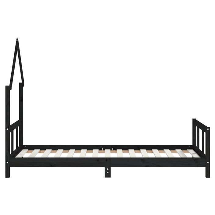 Cadre de lit pour enfants noir 90x190 cm bois de pin massif - Photo n°5