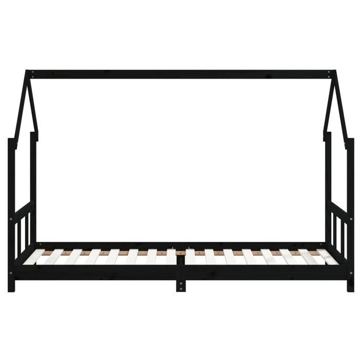 Cadre de lit pour enfants noir 90x200 cm bois de pin massif - Photo n°4