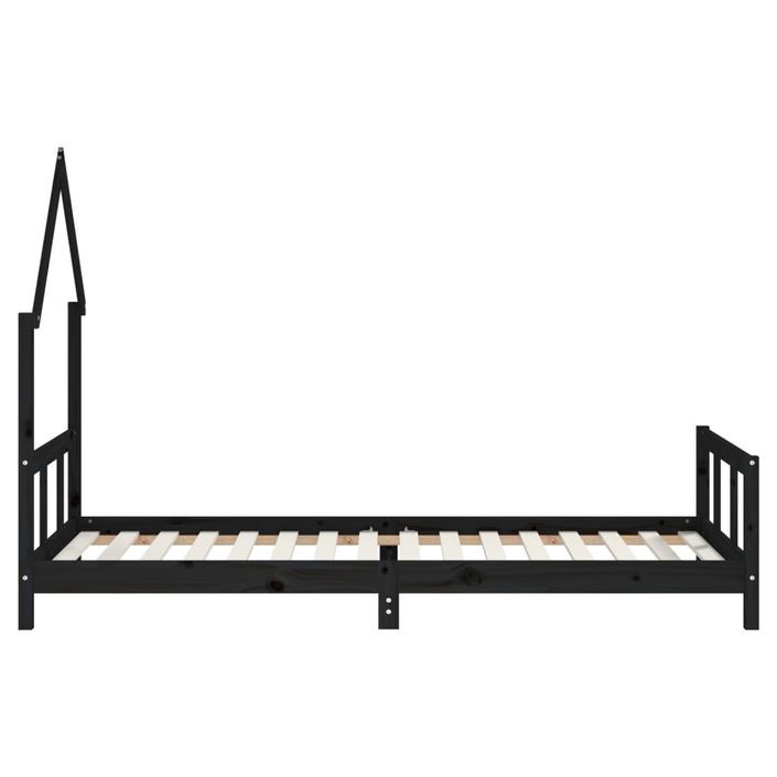 Cadre de lit pour enfants noir 90x200 cm bois de pin massif - Photo n°5