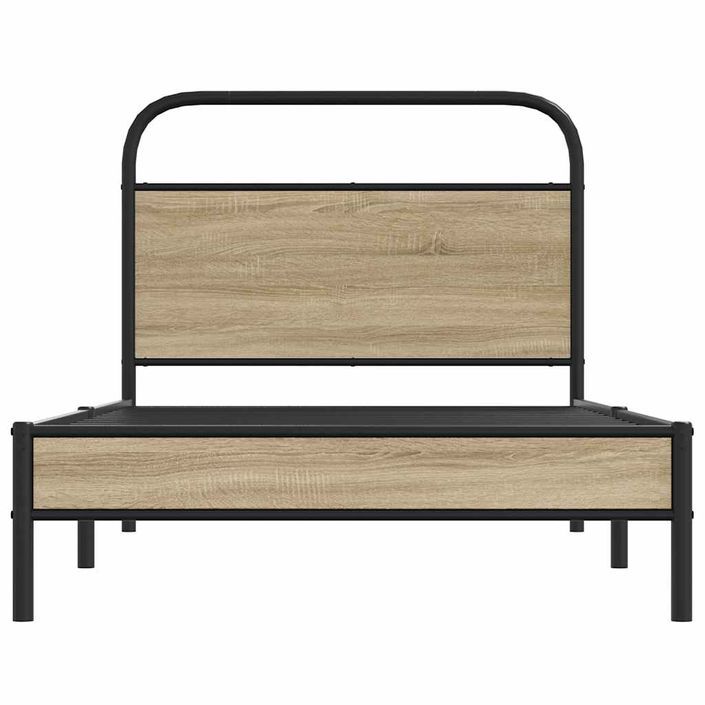 Cadre de lit sans matelas 100x190 cm chêne fumé bois ingénierie - Photo n°5