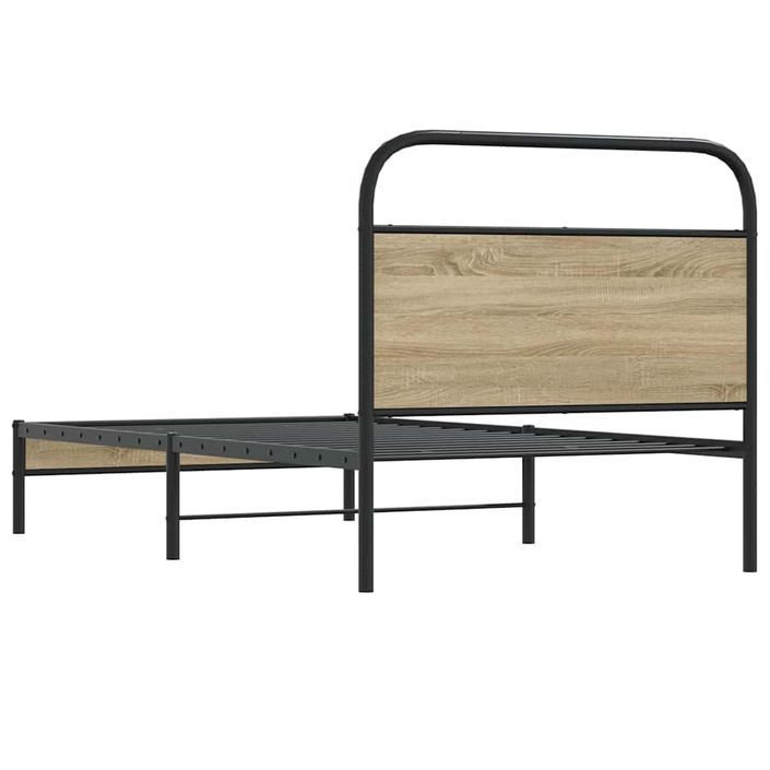 Cadre de lit sans matelas 100x190 cm chêne fumé bois ingénierie - Photo n°7