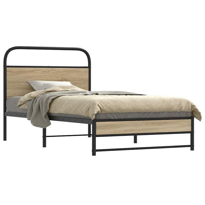 Cadre de lit sans matelas 100x190 cm chêne fumé bois ingénierie - Photo n°1