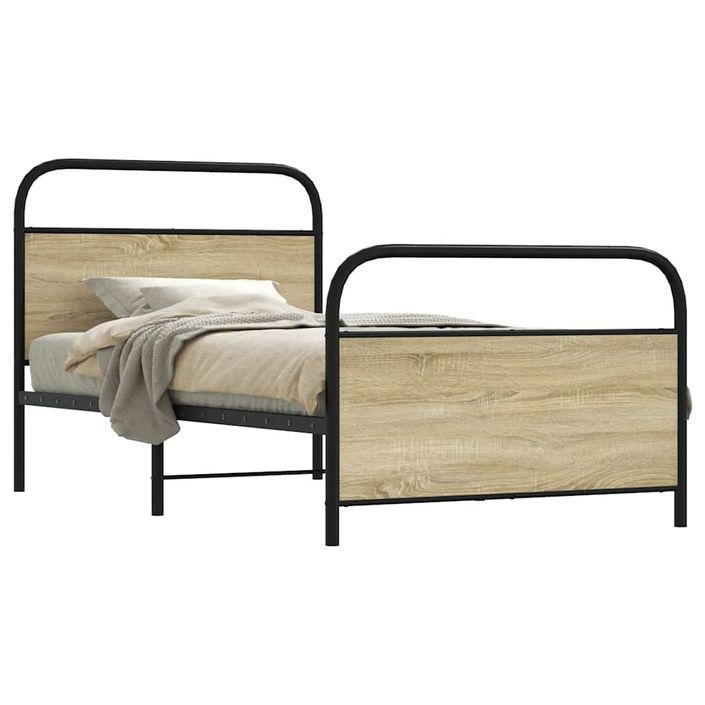 Cadre de lit sans matelas 100x190 cm chêne sonoma - Photo n°1