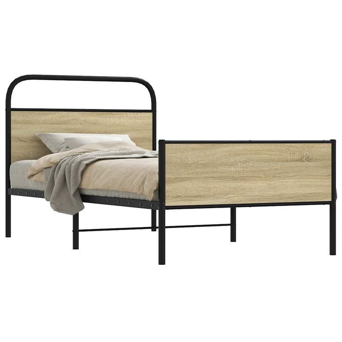 Cadre de lit sans matelas 100x190 cm chêne sonoma - Photo n°1